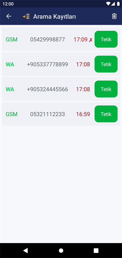 Caller ID: Arama kayıtları